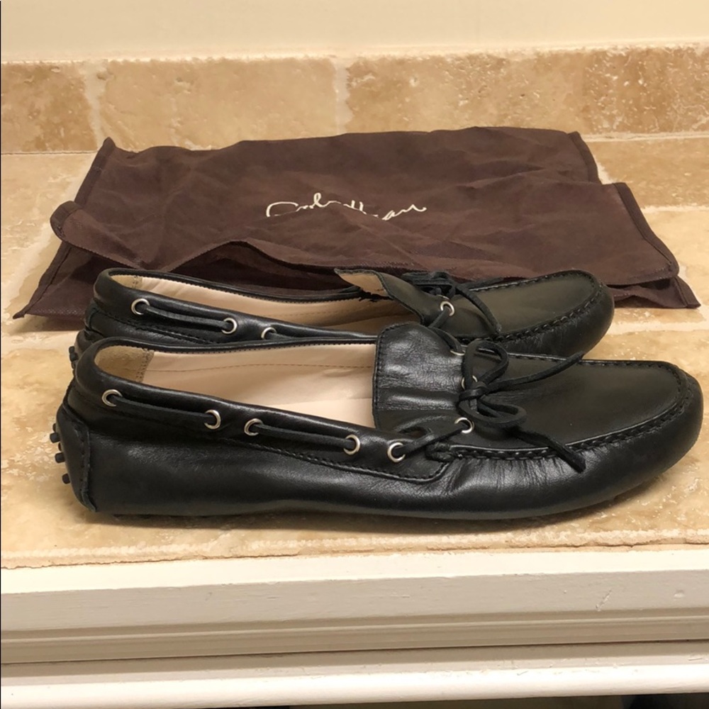 Black leather Cole Haan moccasins